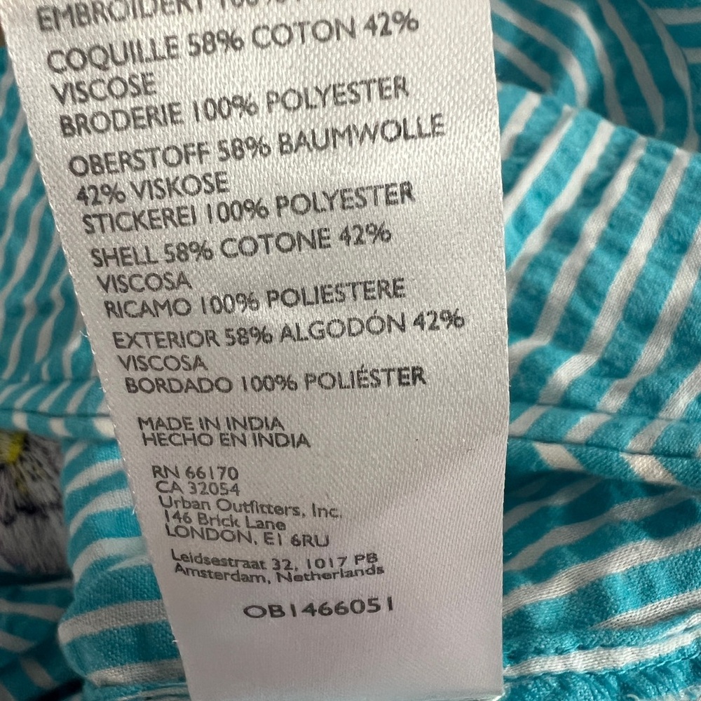 NWT Anthropologie Maeve Embroidered Button-Down Floral Patchwork Turquoise - Picture 8 of 8
